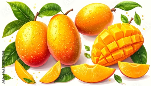 Realistic mango fruit illustration (1)