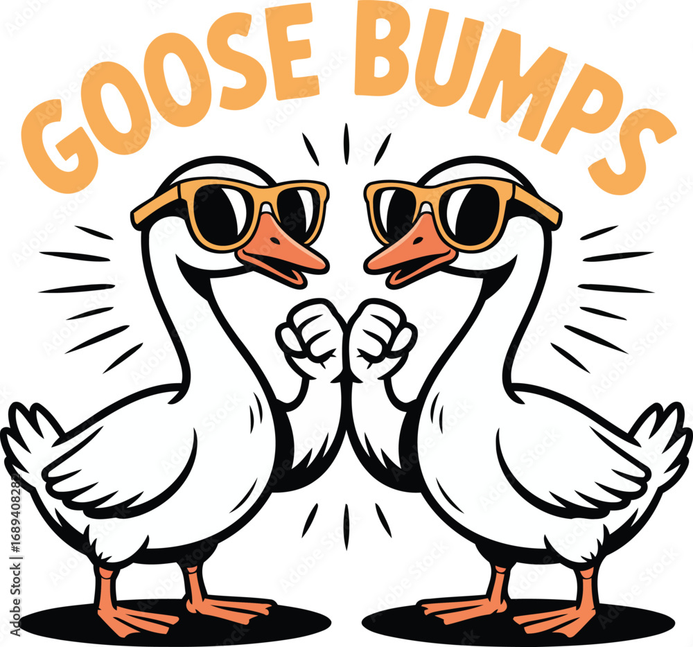 Fototapeta premium Goose Bumps T-shirt Design Vector Cool Geese with Sunglasses.