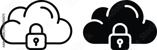 Cloud Lock Security Icon, Data Protection Symbol, Secure Storage Vector, Cyber Privacy Illustration