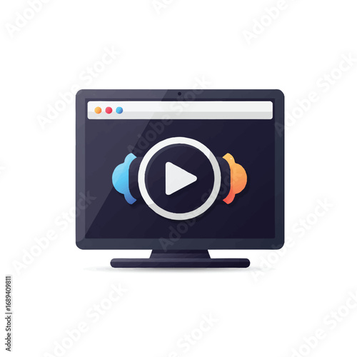 Minimal Vector Icon Set: Live Streaming Flame, Mic Bubble Star, Broadcast Antenna Orbit, and Wave Signal for Media