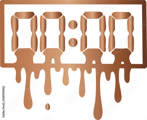 Melting Bronze Digital Clock Illustration