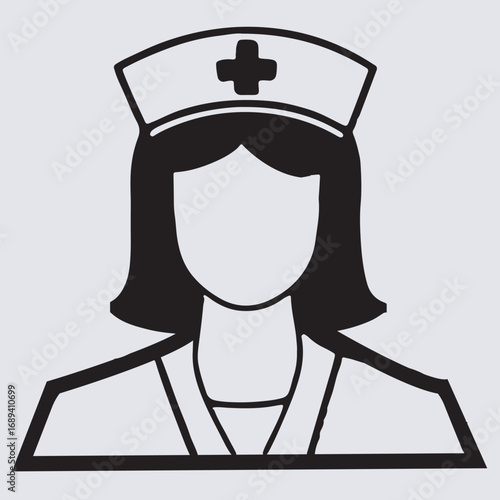 nurse icon with medical cap silhouette vector art illustration