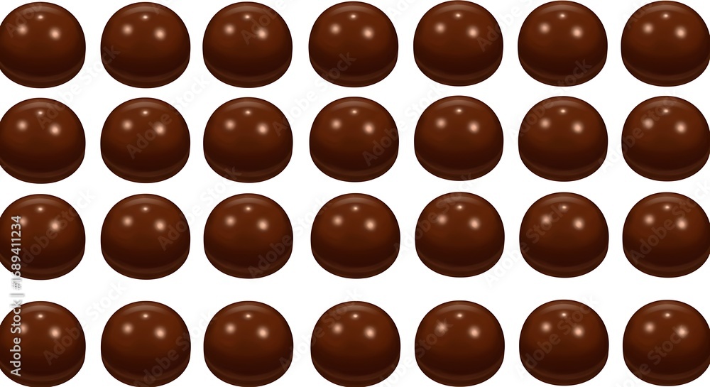 Fototapeta premium Chocolate Balls Grid - Sweet Treats Confectionery Background.
