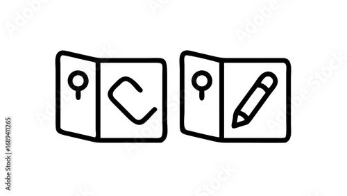 Folder and document icons for organization and office task management on white background.