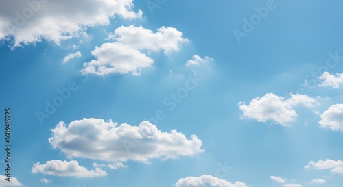 Fototapeta Naklejka Na Ścianę i Meble -  Blue sky with fluffy white clouds on a bright sunny day.