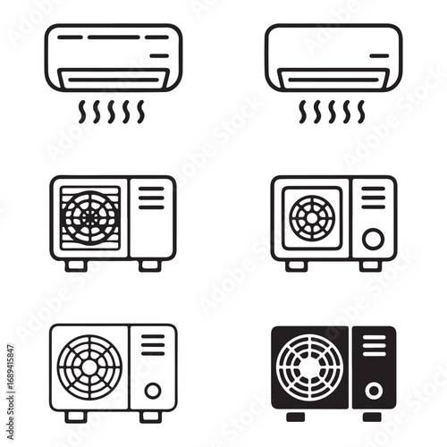 Air conditioner and heater icon set