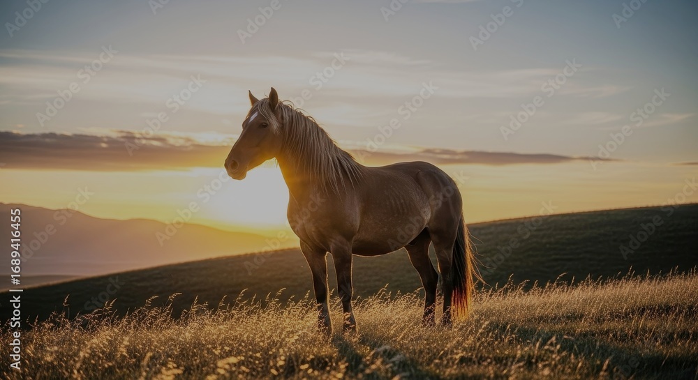 Obraz premium horse at sunset