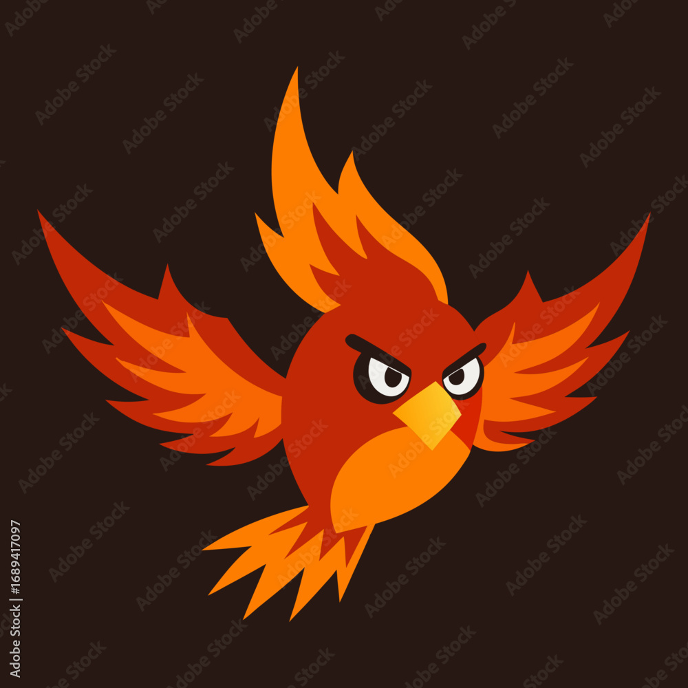 Obraz premium Vector art illustration of a flying divine bird in a fiery flame