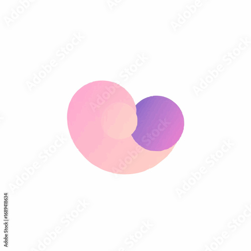 Abstract soft shapes in pink and purple colors on white background  