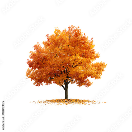 autumn tree isolated on a transparent background, in a PNG format	