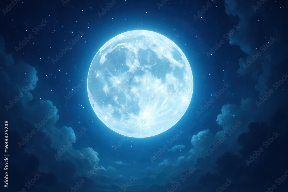 Fototapeta premium Luminous full moon night sky