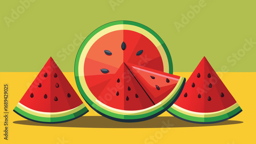Four Juicy Watermelon Slices Summer Fruit Design