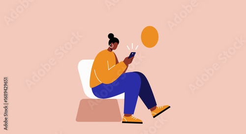 Modern woman focused on her smartphone, representing digital communication, social media, and online connection. Ideal for technology, lifestyle, or business concepts.