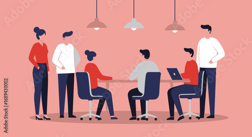 Diverse business team in a meeting, fostering collaboration and communication. Ideal for concepts of teamwork, strategy, and corporate productivity.