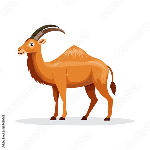 Cartoon Sable Antelope Standing Illustration Isolated on White