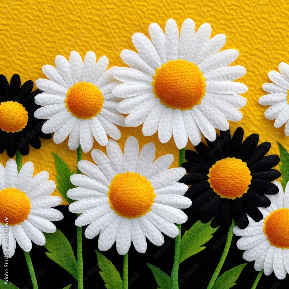 Obraz premium Bright and Cheerful Flower Composition on Yellow Background