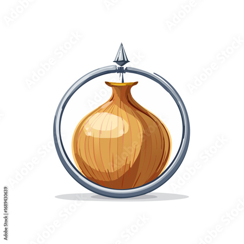 Cartoon onion badge design illustration vegetable logo emblem fresh ingredient bulb healthy eating cooking icon symbol vegetarian food