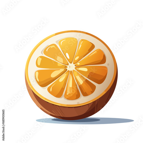 Vibrant orange slice illustration showcasing refreshing citrus fruit detail and appetizing juice icon in colorful vector style