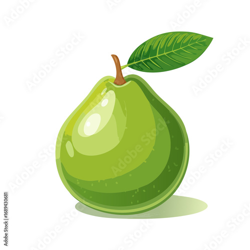 Green guava fruit illustration on black background tropical vibrant fresh healthy sweet dessert