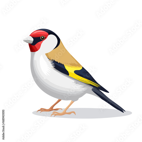 Illustration of Goldfinch bird with vibrant plumage in vector format.