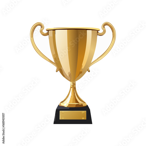 Shiny gold trophy on a black background, signifying victory, success, achievement, and awards