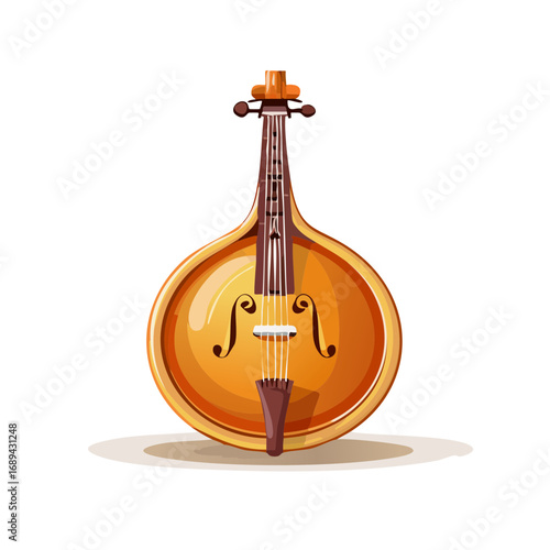 Illustration of a lute instrument with strings for music performance or cultural art projects vector