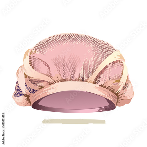 Vintage Style Pink Shower Cap Illustration Artistic Retro Bathroom Accessory
