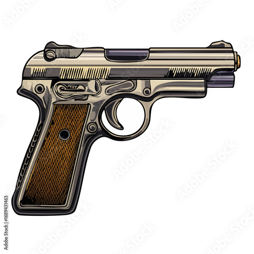 Handgun detailed illustration on black background weapon safety security law enforcement