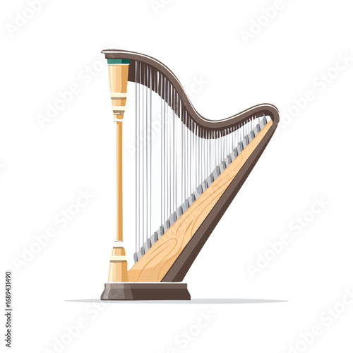 Elegant harp music instrument illustration performing arts classical strings orchestra