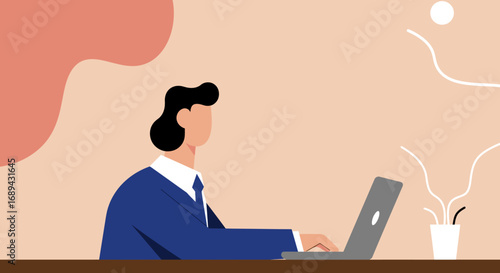 Professional working efficiently on a laptop at a modern desk, embodying productivity, remote work, and digital business solutions.
