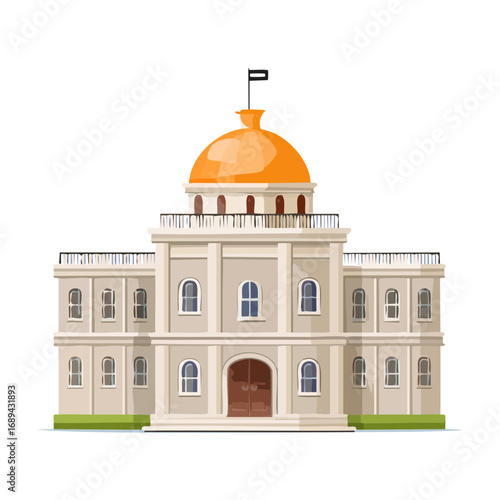 Government building with dome stately architecture vector illustration