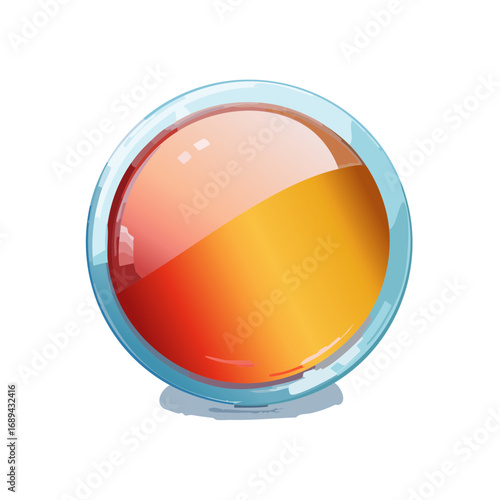 Crystal ball with orange gradient isolated on black background for fortune telling and predictions.