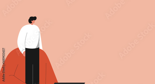 Minimalist illustration of a person standing on another's shoulders, symbolizing support, mentorship, or teamwork for business growth.