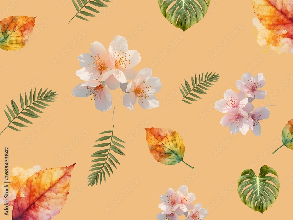 Naklejka premium Image of leaves and flowers