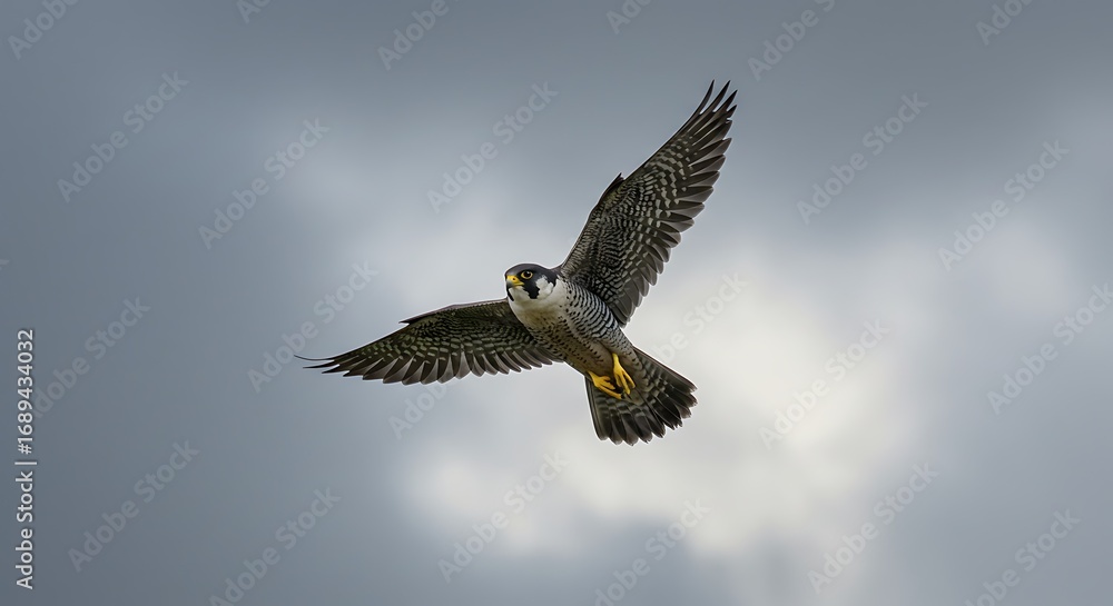 Obraz premium Falcon in Flight - A Powerful Bird of Prey.