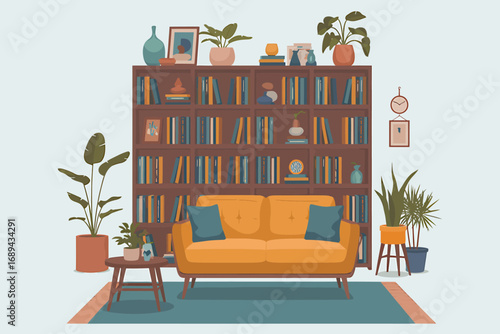 Cozy reading illustration banner for advertisement