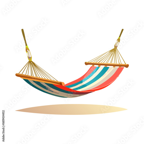 Striped hammock illustration summer relaxation vacation outdoors beach getaway tropical paradise carefree restful vacation lifestyle