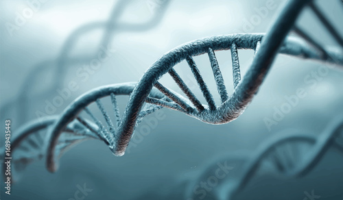 Double Helix DNA Structure Depicting Biomedical Research and Genetic Engineering Advancements with Blurry Background in Detailed Image