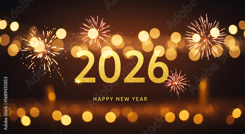 Happy New Year 2026 Floral Illustration