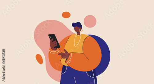 Confident person using a smartphone, symbolizing digital communication, social media, and modern technology. Ideal for business, lifestyle, and app concepts.