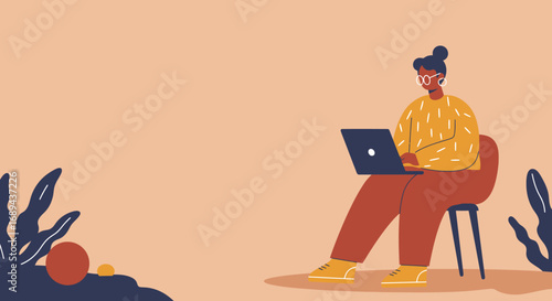 Focused person works remotely on a laptop, embodying modern productivity, online learning, and flexible work. Ideal for business, education, or lifestyle content.