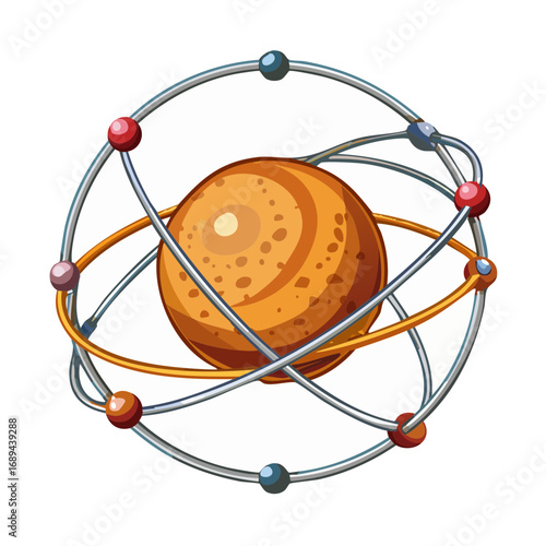 Colorful atom model illustration education science chemistry physics orbital structure graphic scientific concept