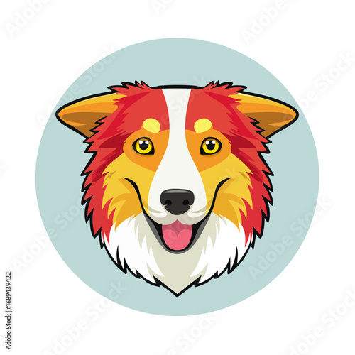 Happy dog portrait cute dog with happy expression vector illustration pet face