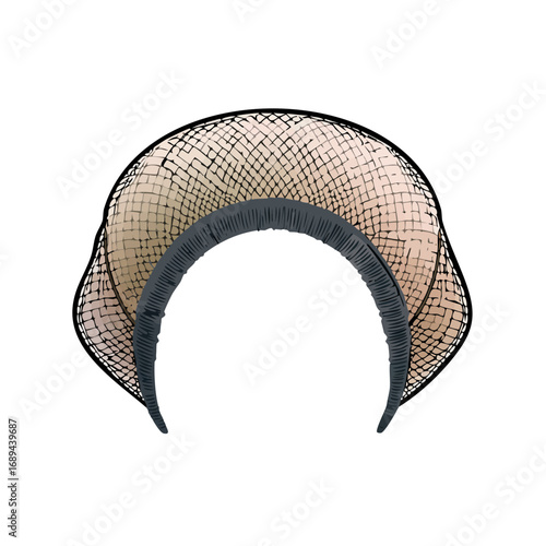 Vintage Veiled Headband Elegant Accessory Illustration Isolated on Black