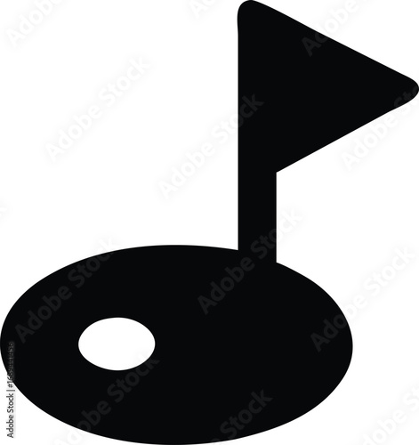 Black silhouette of a musical eighth note with a flag