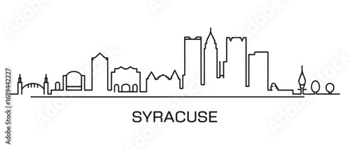 Syracuse Line Art skyline silhouette. Landscape Syracuse, NY. Vector illustration. with white background