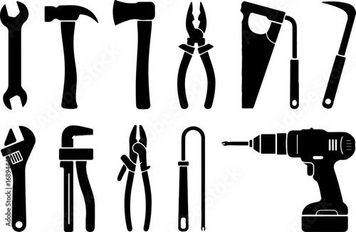 Hand and Power Tools Silhouettes Vector Graphic Bundle – Essential Workshop and Repair Icons