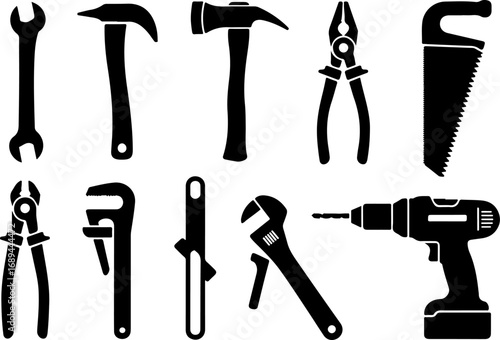 Hand and Power Tools Silhouettes Vector Graphic Bundle – Essential Workshop and Repair Icons