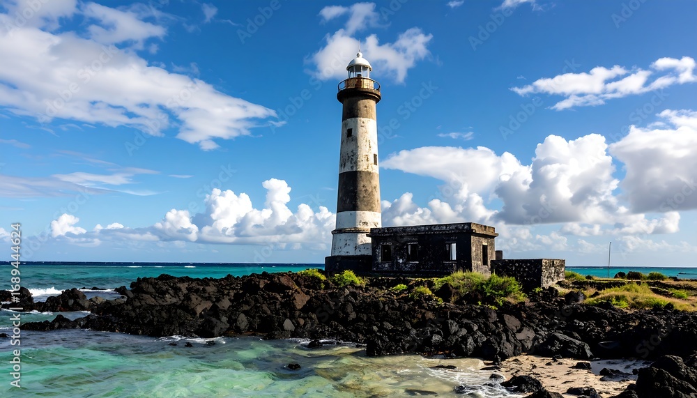 Fototapeta premium Lighthouse on a volcanic island