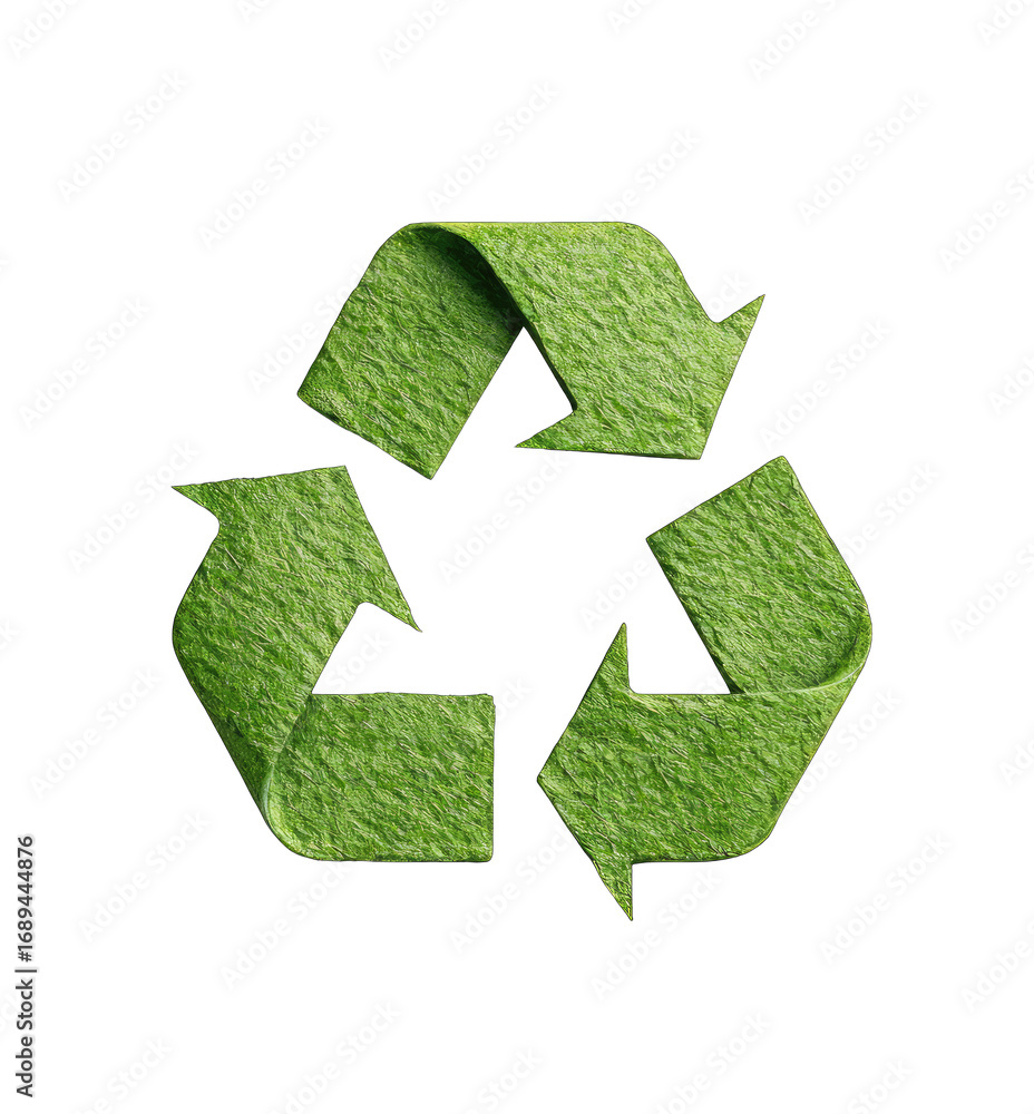 Fototapeta premium Green recycle symbol, textured